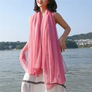 Elegant long pink lightweight sun protection shawl scarf for summer fashion wear