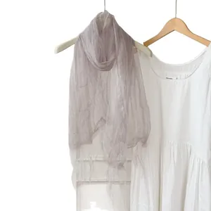 Lightweight sheer lavender faux silk scarf for sun protection and elegant accessory