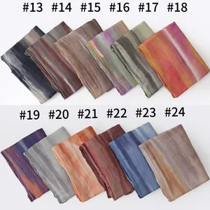 Collection of twelve rayon gradient pleated striped headscarves for women in various colors.