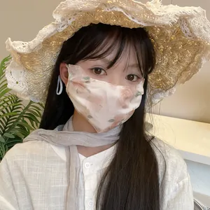 Masque de protection solaire en maille respirante à imprimé floral pour femmes été