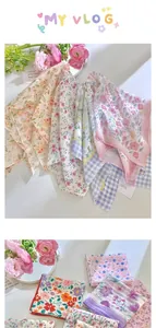 Collection of floral cotton-linen square scarves shown in a bright spring lifestyle setting