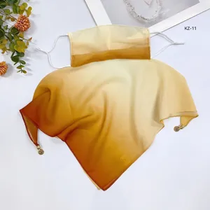 Detailed macro view of the breathable gradient silk sun protection face mask scarf