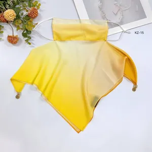 Gradient yellow silk sun protection face mask and neck guard with ear loops and charms