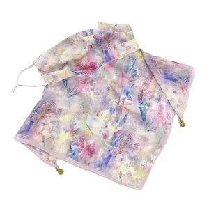 Breathable floral sun protection face mask scarf with magnetic beads and comfortable ear loops