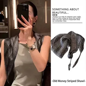 Women Elegant Satin Triangle Scarf Printed Herringbone Paisley Waist Wrap Scarf French Retro Light Luxury Multi Style Scarf