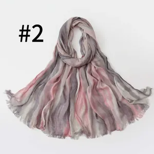 Vintage langer Knitter-Schal im Ethno-Stil mit rosa-grauen Farbverlaufstreifen für Damen