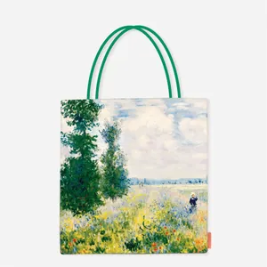 Large canvas tote bag featuring a vibrant Impressionist oil painting fine art print