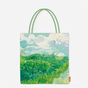 Van Gogh Oil Painting Printed Polyester Tote Bag Large Capacity Artistic Canvas Style Shoulder Bag For Women School Daily