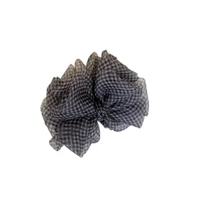 Elegant black and white checkered mesh bow hair clip for versatile daily hair styling