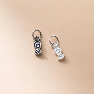 925 Argento Sterling Stella Caramella Forma Ciondolo Charm Per Fai Da Te Bracciale Collana Fatto A Mano Gioielli Componenti