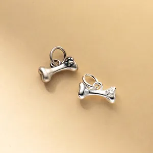 Antieke S925 sterling zilveren bot bedel met pootafdruk voor DIY sieraden maken set