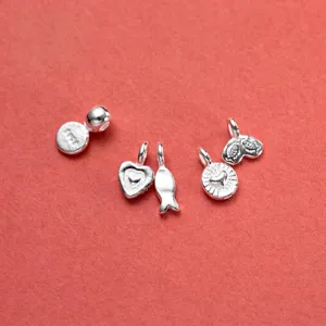 925 Sterling Zilver Mini Hart Vissenstaart Hanger Bedel Handgemaakte DIY Gevlochten Touw Armband Sieraden Materiaal Accessoire