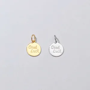 S925 Argento Sterling Good Luck Ciondolo a Moneta Inciso Disco Tondo per Creazione Gioielli Fai da Te Ciondolo Solo (Senza Catena)