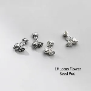 Vintage S925 sterling zilveren lotuszaadpeul bedeltjes voor DIY sieraden maken.
