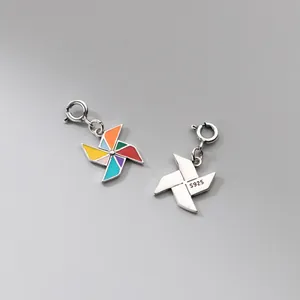 S925 sterling silver colorful windmill charms for DIY necklaces and handmade bracelets