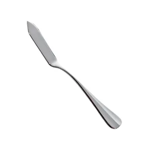 Modern mirror-finish stainless steel butter knife with elegant curved handle design