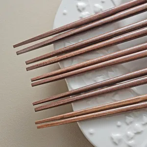 Vintage Japanese style black walnut wood chopsticks with pointed tips for sushi dining