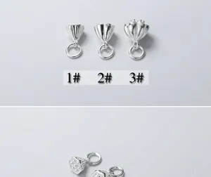S925 sterling zilveren lotuszaadhanger in drie maten voor DIY-sieradenaccessoires.