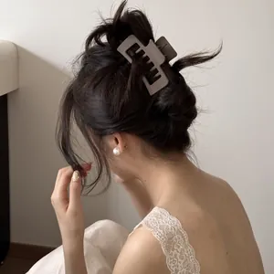 Elegant Korean style large matte grey hair claw clip for women's bun hair styling