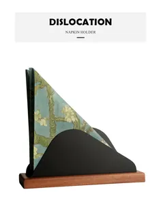 Modern vertical napkin holder with solid walnut wood base for stylish table setting
