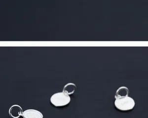 Close-up van S925 sterling zilveren ronde bedel met dollarteken voor DIY sieraden