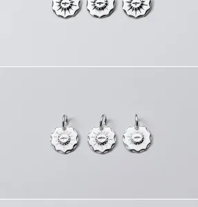 Detailed view of S925 sterling silver 11mm retro bird round pendants for DIY