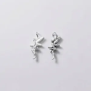 925 Sterling Silver Vintage Angel Wing Pendant Retro Thai Silver Angel Charm For DIY Jewelry Making Bracelet Necklace Accessories