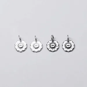 S925 Sterling Silver Vintage Bird Round Plate Pendant DIY Jewelry Making Accessories Eagle Sunburst Stamped Disc Pendant