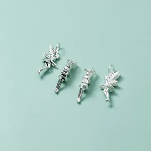 Four vintage 925 sterling silver angel fairy wing charms for DIY jewelry and bracelet making.