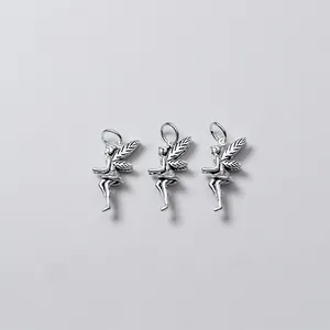 Three vintage 925 sterling silver angel wing fairy charms for DIY jewelry making craft