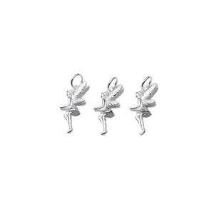 Set of three 925 Thai silver wing angel fairy pendants for DIY jewelry making accessories