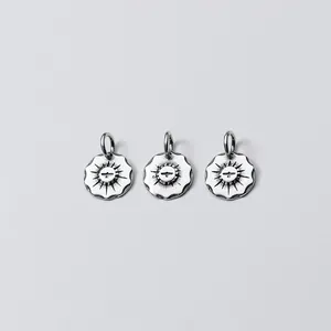 Vintage S925 sterling silver 11mm bird round pendant charms for DIY handmade jewelry design