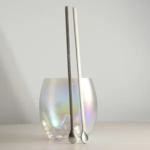 Cuillère à Mélanger en Acier Inoxydable 304 à Long Manche Mat pour Café Cocktail Miel Style Rétro Minimaliste