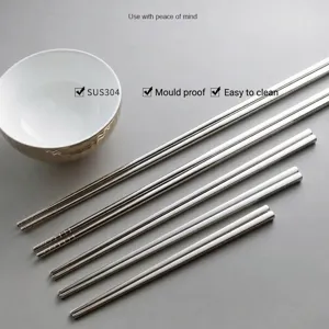 304 Stainless Steel Chopsticks Extra Long Cooking Frying Chopsticks Non-Slip Heat Resistant Reusable Metal Chopsticks For Kitchen Home