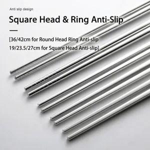 Premium 304 stainless steel anti-slip chopsticks in multiple lengths and tip styles