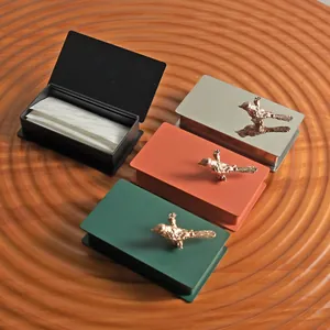 Boîtes de rangement rectangulaires pour cure-dents et cotons-tiges avec pie dorée