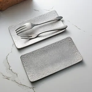 Premium matte hammered 304 stainless steel sushi tray and decorative towel plate