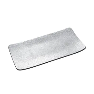 Hammered 304 stainless steel rectangular towel tray with a matte frosted finish