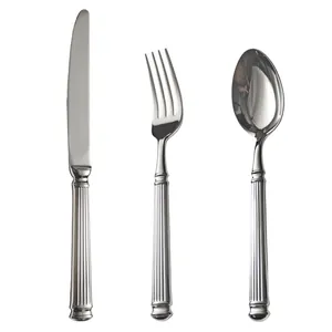 304 stainless steel flatware set with Roman column handles including knife fork and spoon