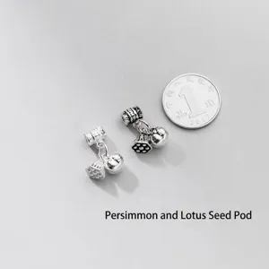 Handgemaakte S925 sterling zilveren lotus en persimmon bedeltjes voor DIY sieraden