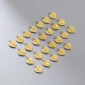 Colgante de Letra de Plata de Ley 925 en Forma de Corazón Colgante Solo (Sin Cadena) Joyería DIY Charm Oro Plata Letra A-Z Pequeño Adorno Q0479