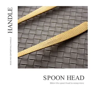 Close-up of golden hammered texture on 304 stainless steel spoon handle detail