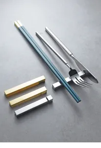 Detail view of 304 stainless steel cutlery holders with slot for knife and fork