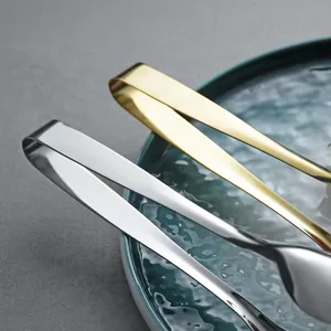 Elegant 304 stainless steel food and ice tongs in polished gold and silver finishes