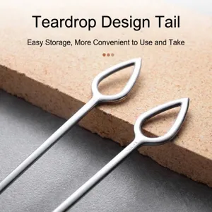 304 stainless steel BBQ tongs with water-drop shaped tail for easy hanging storage