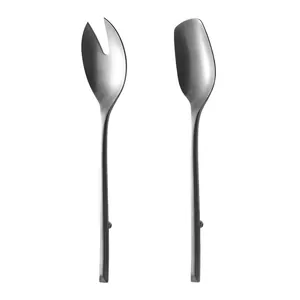 Premium 304 stainless steel serving spoon set with matte finish for buffet service