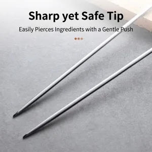 Close-up of 304 stainless steel BBQ skewer tips with sharp pointed functional design