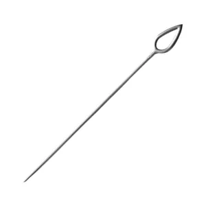 Professional 304 stainless steel BBQ skewer needle featuring a teardrop loop handle design