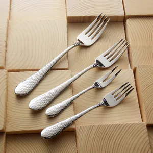 304 Stainless Steel Hammered Finish Dinner Fork Mirror Polished Dessert Fork For Afternoon Tea Cake Fruit Small Fork Modern Tableware