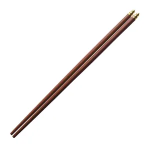 Traditional Chinese red sandalwood chopsticks with elegant golden ball tops